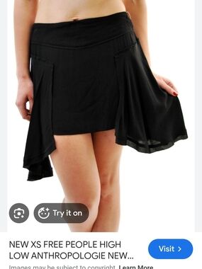 B6 Free People Black Asymmetric High-Low Mini Skirt